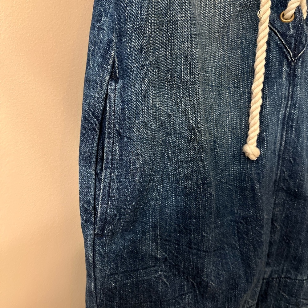 Current/Elliott Blue Lace-Up Denim Dress w/ Pockets Sz Large - Picture 8 of 8
